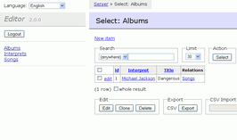 Adminer Editor &ndash; screenshot